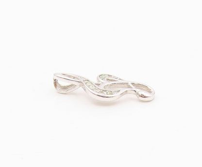 925 Sterling Silver   Genuine Diamonds Love Heart Treble Clef Pendant  PT12785