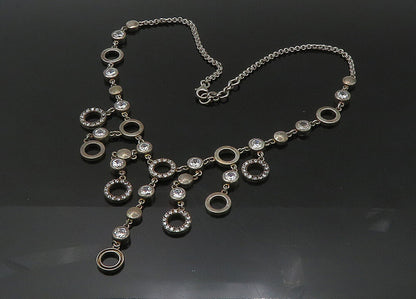 TONI 925 Sterling Silver  Vintage Cubic Zirconia Chain Necklace  NE3640