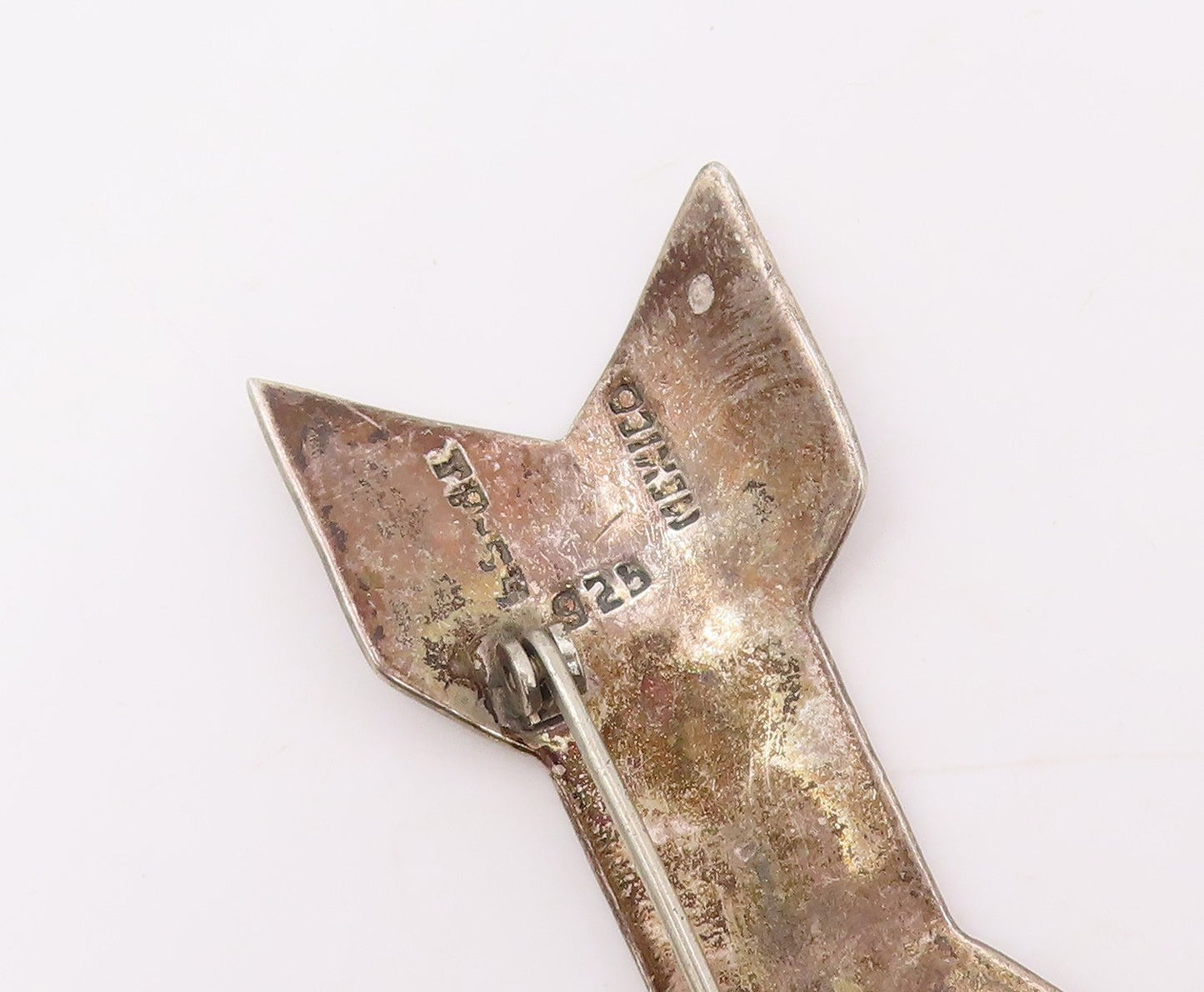 925 Sterling Silver Vintage Brooch Pin Etched Celestial Tribal Arrow  BP12332
