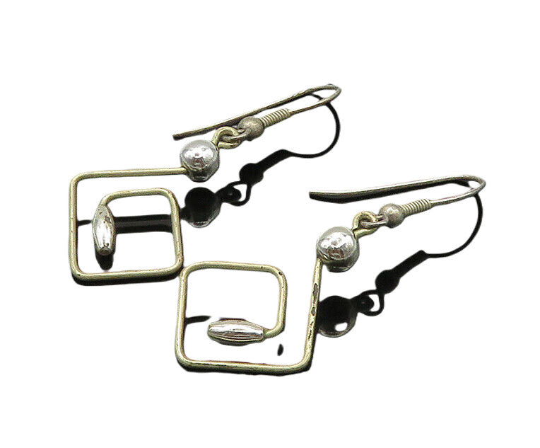 925 Sterling Silver  Vintage Shiny Beaded Design Dangle Earrings  EG10385