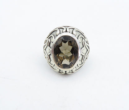 925 Sterling Silver Vintage Smoky Topaz Swirl Cocktail Ring Sz 7 RG4512