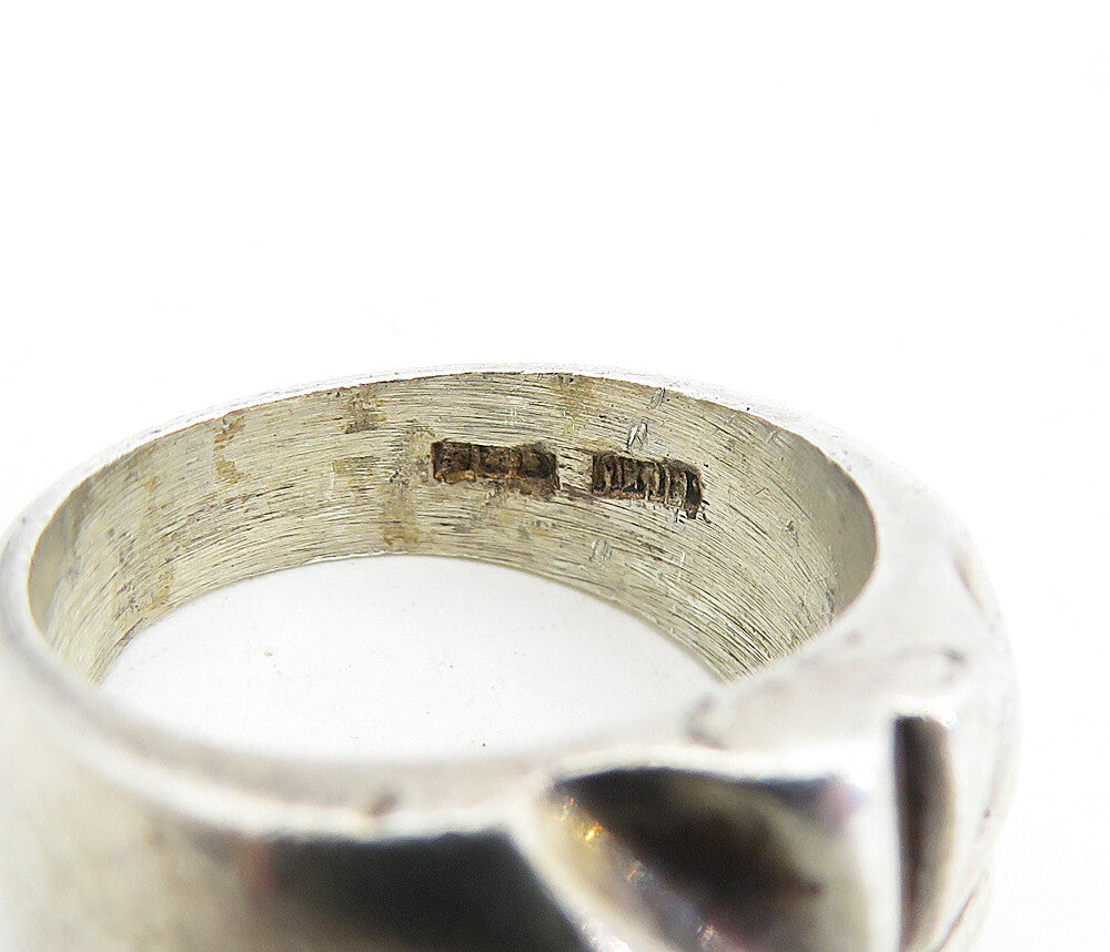 MEXICO 925 Sterling Silver Vintage Sculpted Detail Band Ring Sz 7 RG5502