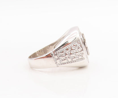 925 Sterling Silver Vintage Ring Minimalist Cross Halo CZ Frame  Sz 11  RG28988