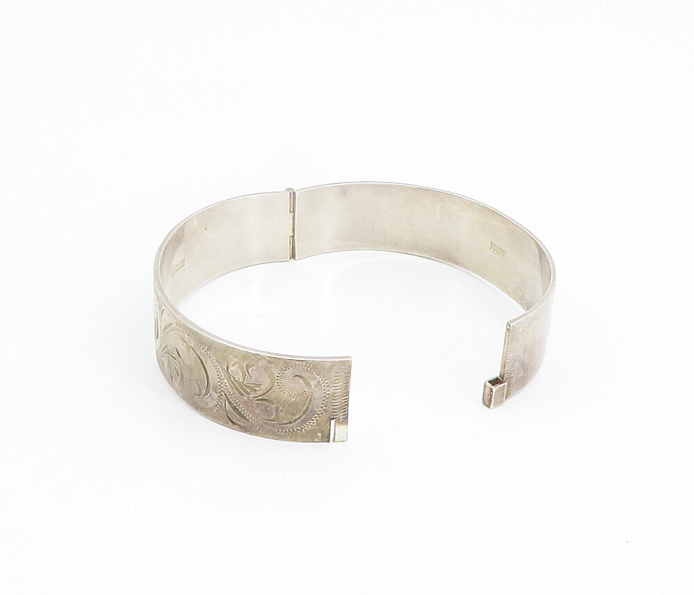 ENGLAND 925 Sterling Silver  Vintage Swirl Vine Etched Bangle Bracelet  BT3478