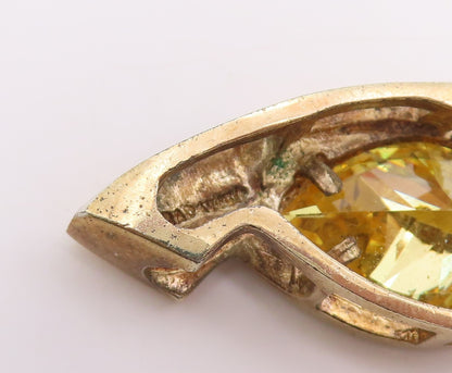 925 Sterling Silver Vintage Pendant Gold Plated Teardrop Citrine Charm  PT25552