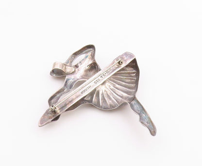 MEXICO 925 Sterling Silver  Vintage Ballet Dancer Motif Brooch Pin  BP4673