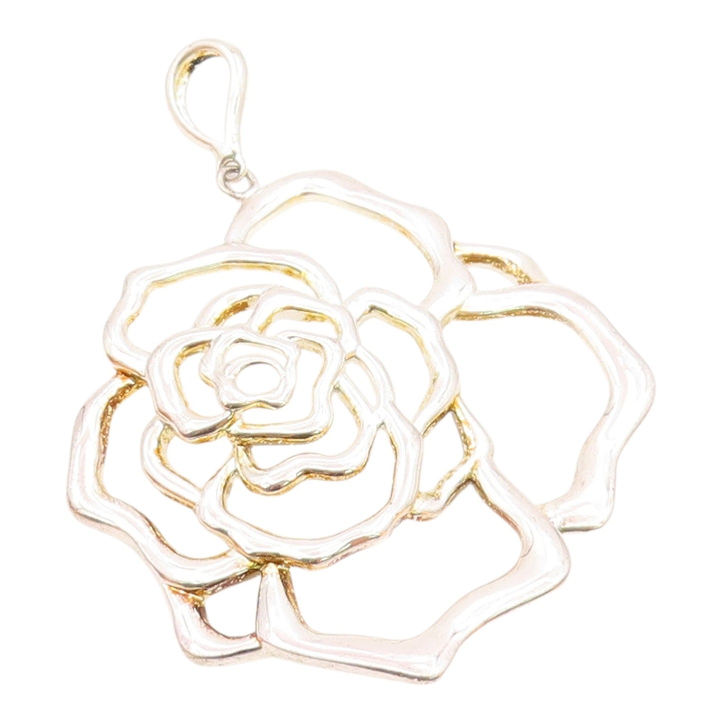 JACMEL 925 Sterling Silver  Vintage Shiny Flower Outline Pendant  PT18367