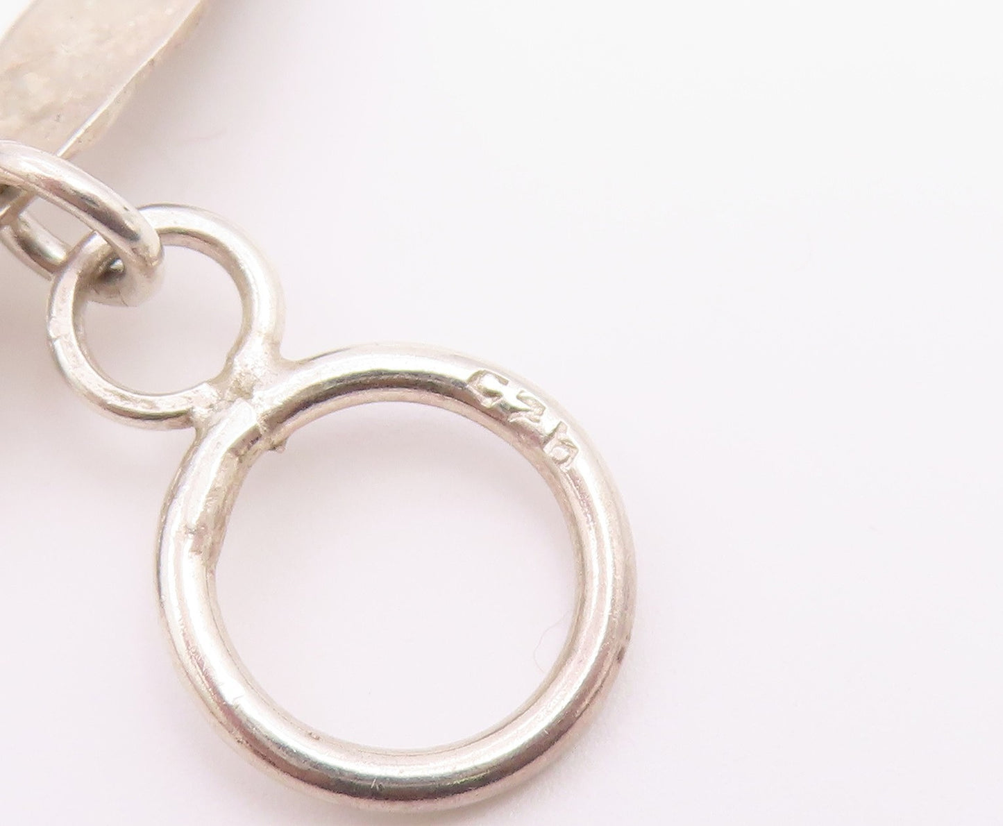 925 Sterling Silver  Vintage Shiny Hammered Oval Link Chain Bracelet  BT3109