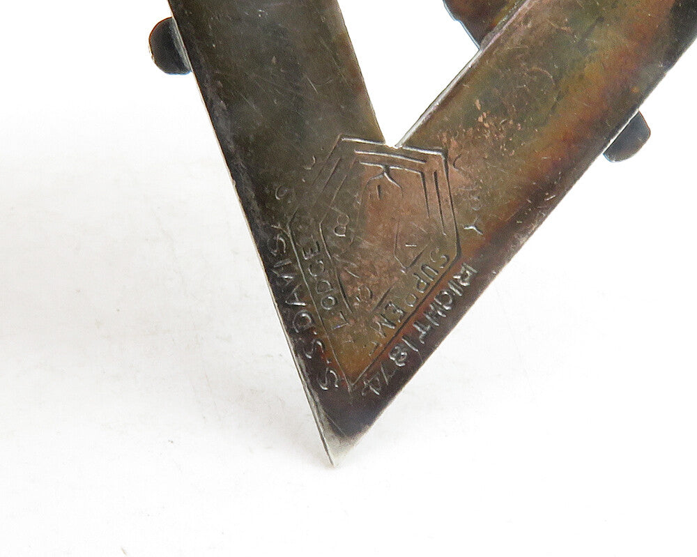 SS DAVIS 925 Silver  Vintage Antique Torch & Axe Floral Brooch Pin  BP4695