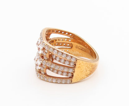 925 Sterling Silver Vintage Ring Gold Plated CZ Statement Band  Sz 7  RG36231
