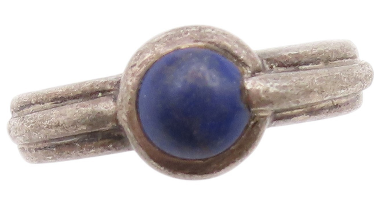 925 Sterling Silver Vintage Ring Antique Cabochon Lapis Lazuli  Sz 7.5  RG33372