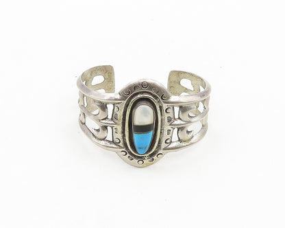 DH ZUNI NAVAJO 925 Sterling Silver Vintage Mother Of Pearl Cuff Bracelet  BT7535