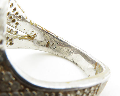 925 Sterling Silver Cubic Zirconia Encrusted Swirl Band Ring Sz 7 RG17252