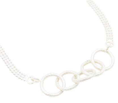 925 Sterling Silver Vintage Necklace Classic Interlocking Circle Chain  NE4874