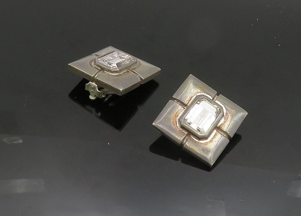 DND 925 Sterling Silver  Vintage Cubic Zirconia Non Pierce Earrings  EG9873