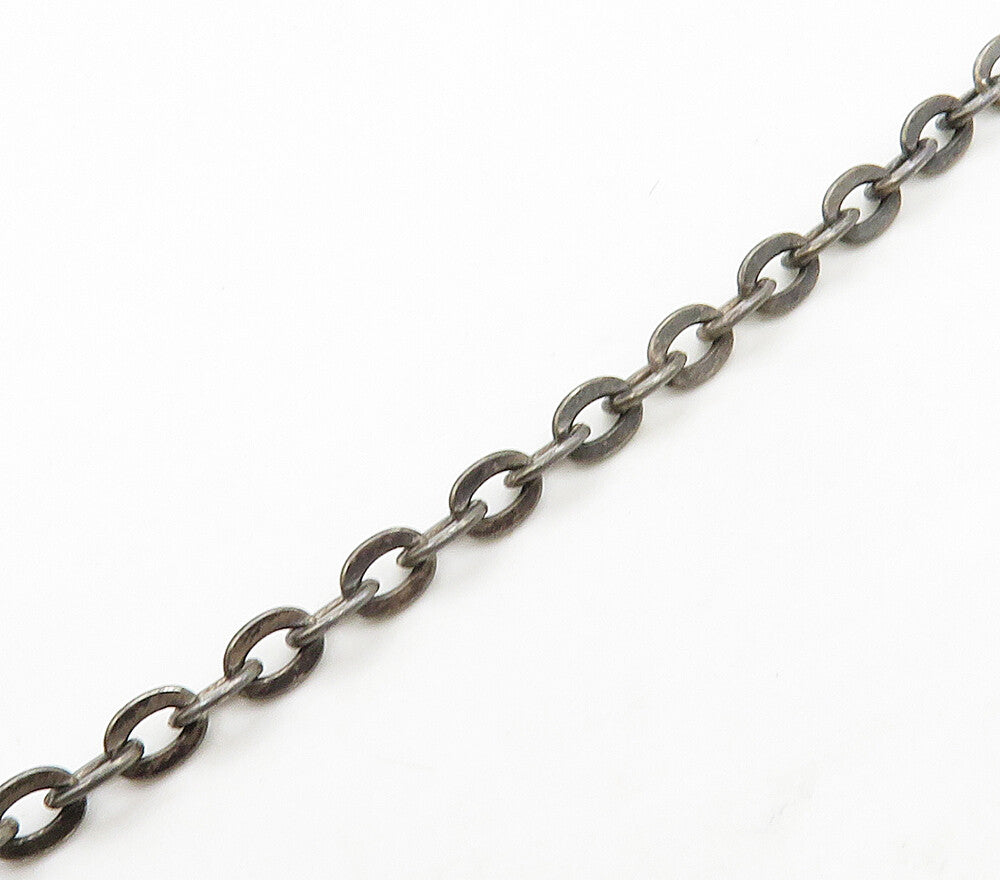 925 Sterling Silver  Vintage Amethyst Floral Dark Tone Chain Necklace  NE2625