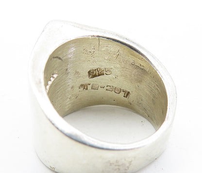 MEXICO 925 Silver  Vintage Shiny Etched Pointed Dome Band Ring Sz 7  RG6972