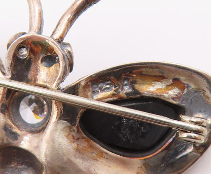 925 Silver  Vintage Cubic Zirconia & Multi Stone Butterfly Brooch Pin  BP9644