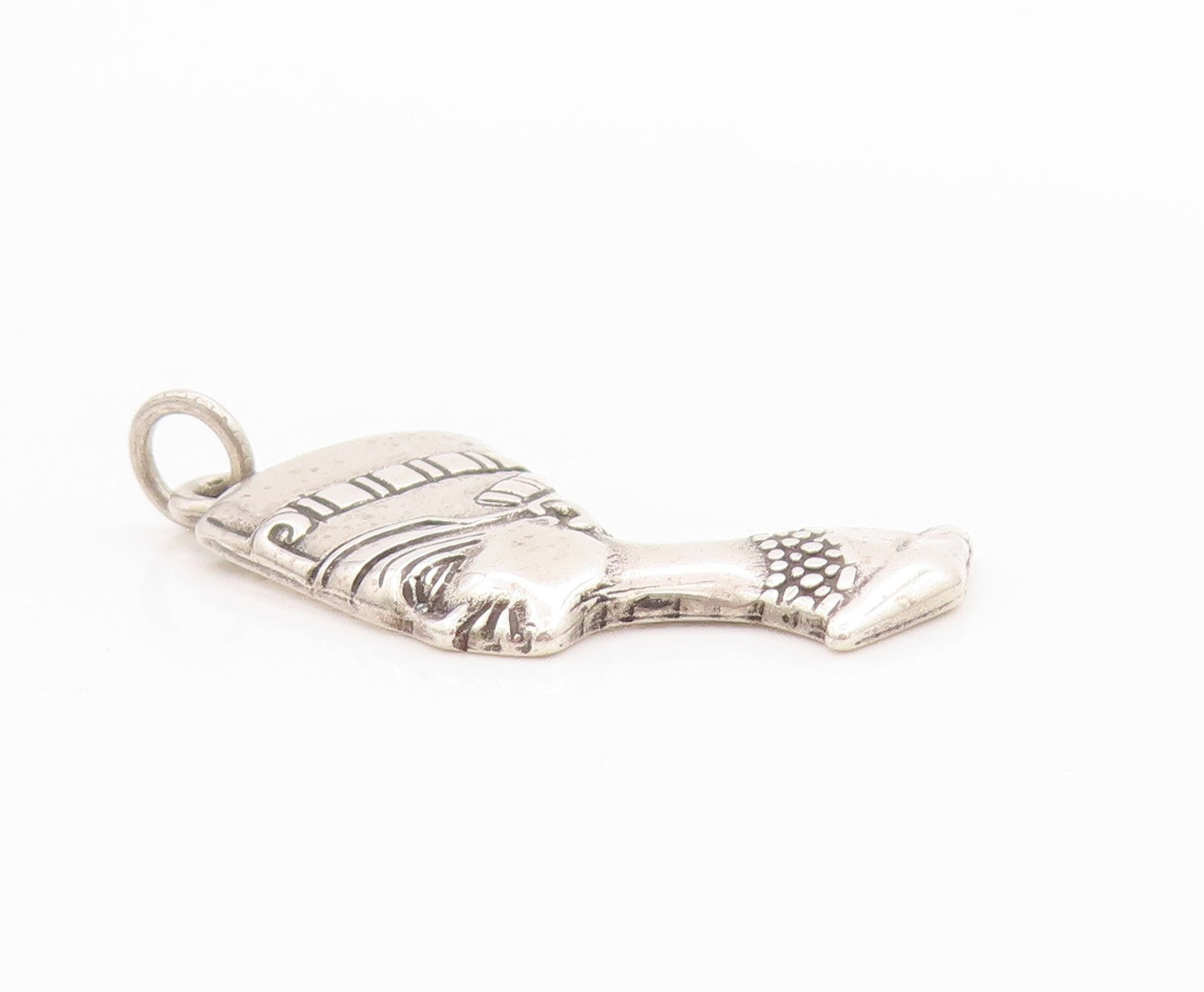925 Sterling Silver Vintage Pendant Egyptian Queen Nefertiti Head Charm  PT24428