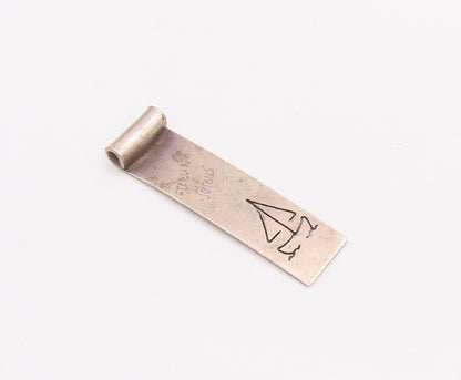 925 Sterling Silver Vintage Pendant Designer Minimalist Etched Boat  PT22871