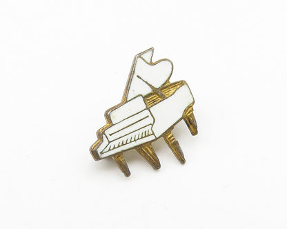 925 Sterling Silver  Vintage Enamel Coated Grand Piano Brooch Pin  BP4215