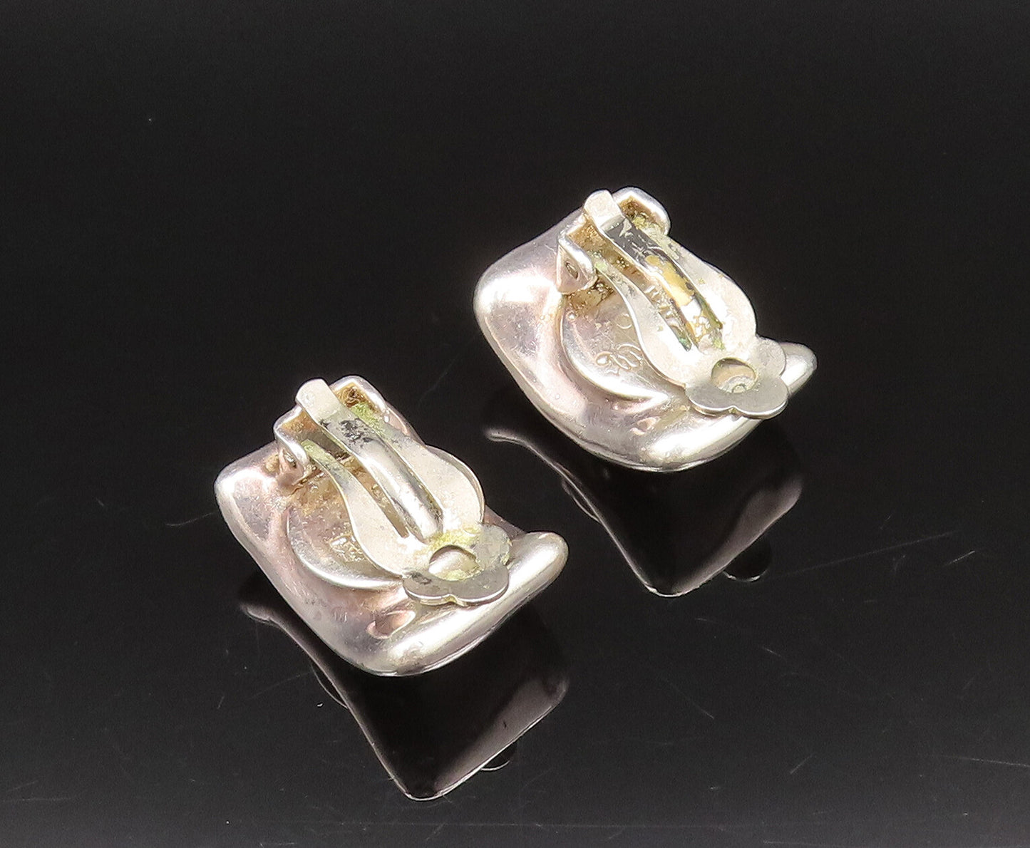 BATAMI 925 Silver  Vintage Minimalist Curved Clip Back Earrings  EG12290