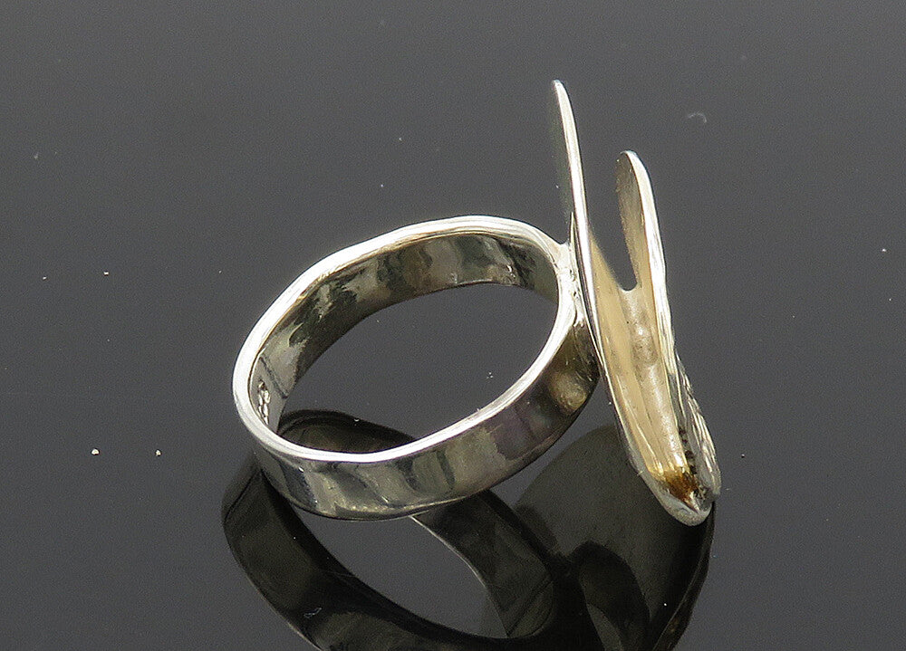 925 Sterling Silver  Vintage Shiny Etched Detail Round Band Ring Sz 6  RG20457