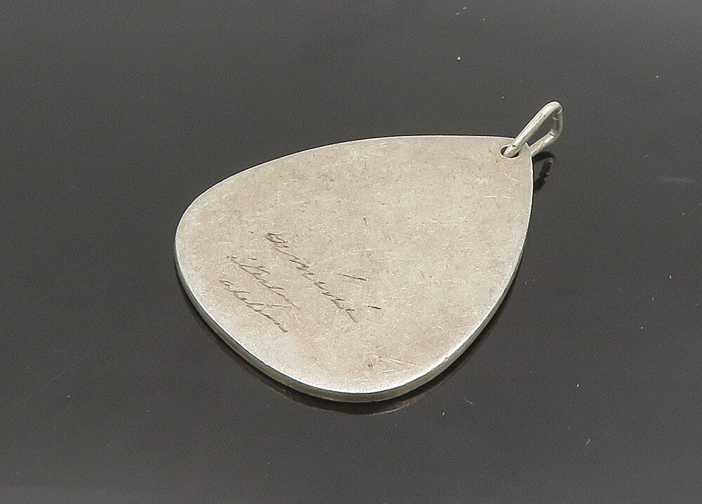 DESIGNER 925 Sterling Silver  Vintage Etched Design Rain Drop Pendant  PT15795