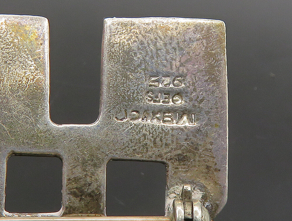MEXICO 925 Sterling Silver  Vintage Shiny Boy & Girl House Brooch Pin  BP9249