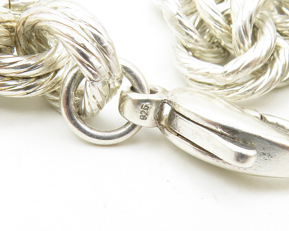 925 Sterling Silver  Vintage Heavy Shiny Circle Link Chain Necklace  NE2845