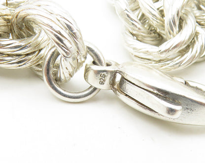 925 Sterling Silver  Vintage Heavy Shiny Circle Link Chain Necklace  NE2845