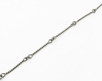 ISRAEL 925 Sterling Silver  Vintage Dark Tone Twist Bar Chain Necklace  NE2807