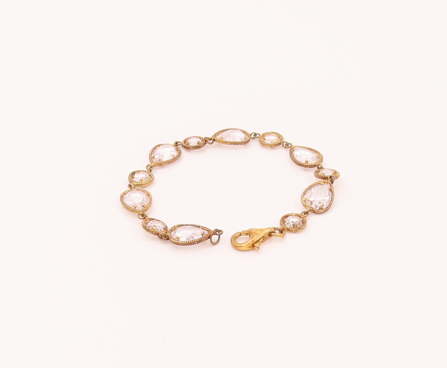 925 Silver  Vintage Round & Waterdrop Halo Twisted Rope CZ Bracelet  BT9934