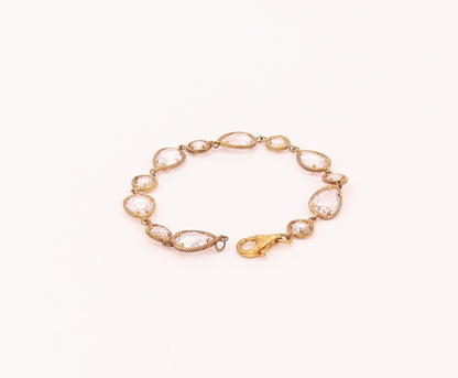 925 Silver  Vintage Round & Waterdrop Halo Twisted Rope CZ Bracelet  BT9934