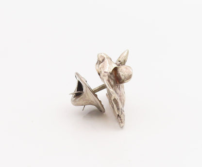925 Sterling Silver Vintage Pin Etched Bull Head Sculpture Design Charm  TR4045