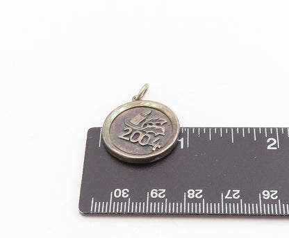 925 Sterling Silver Vintage Pendant 2004 Christmas Candle Holly Charm  PT25339