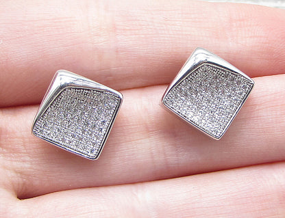 925 Sterling Silver  White Cubic Zirconia Fancy Stud Earrings  EG1053