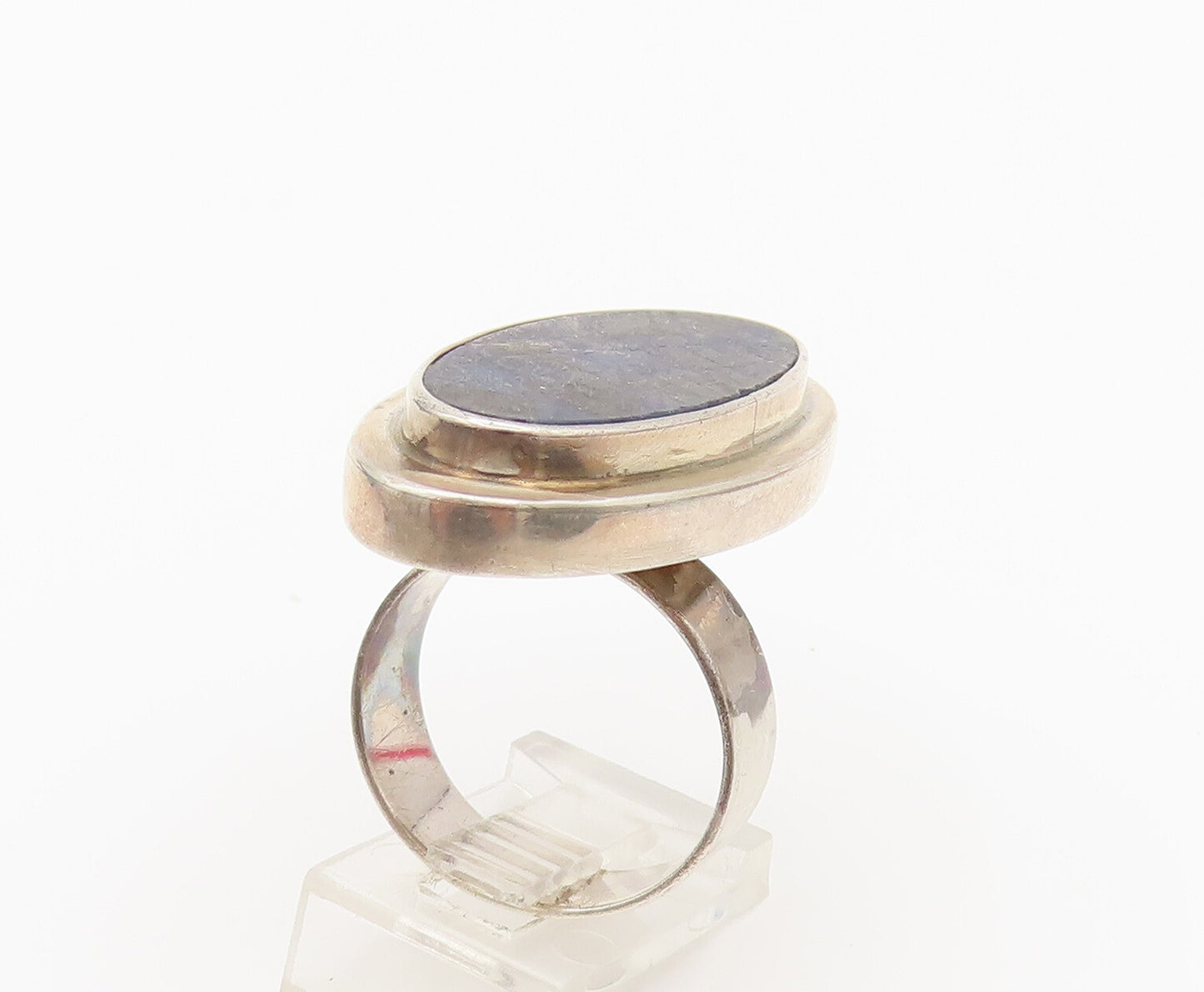 925 Sterling Silver  Vintage Inlaid Sodalite Cocktail Ring Sz 8.5  RG26254
