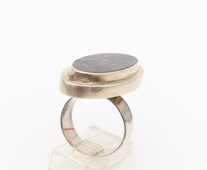 925 Sterling Silver  Vintage Inlaid Sodalite Cocktail Ring Sz 8.5  RG26254