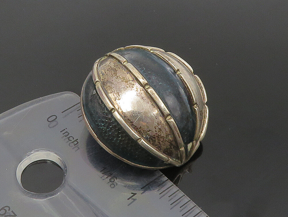 DESIGNER 925 Sterling Silver  Vintage Enamel Dome Non Pierce Earrings  EG11567