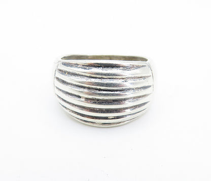 925 Sterling Silver  Vintage Shiny Ribbed Dome Design Band Ring Sz 6  RG7125
