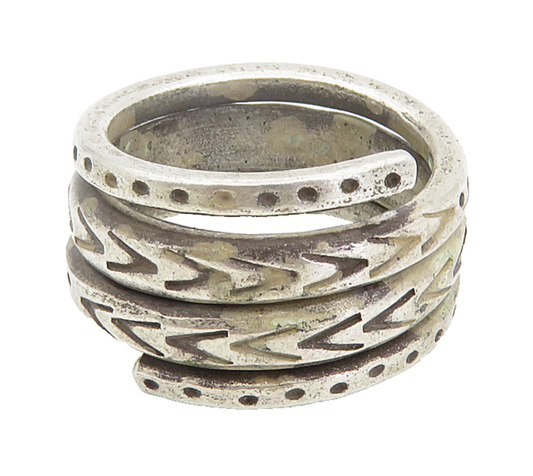 925 Sterling Silver  Vintage Antique Arrow Pattern Band Ring Sz 5.5  RG8603