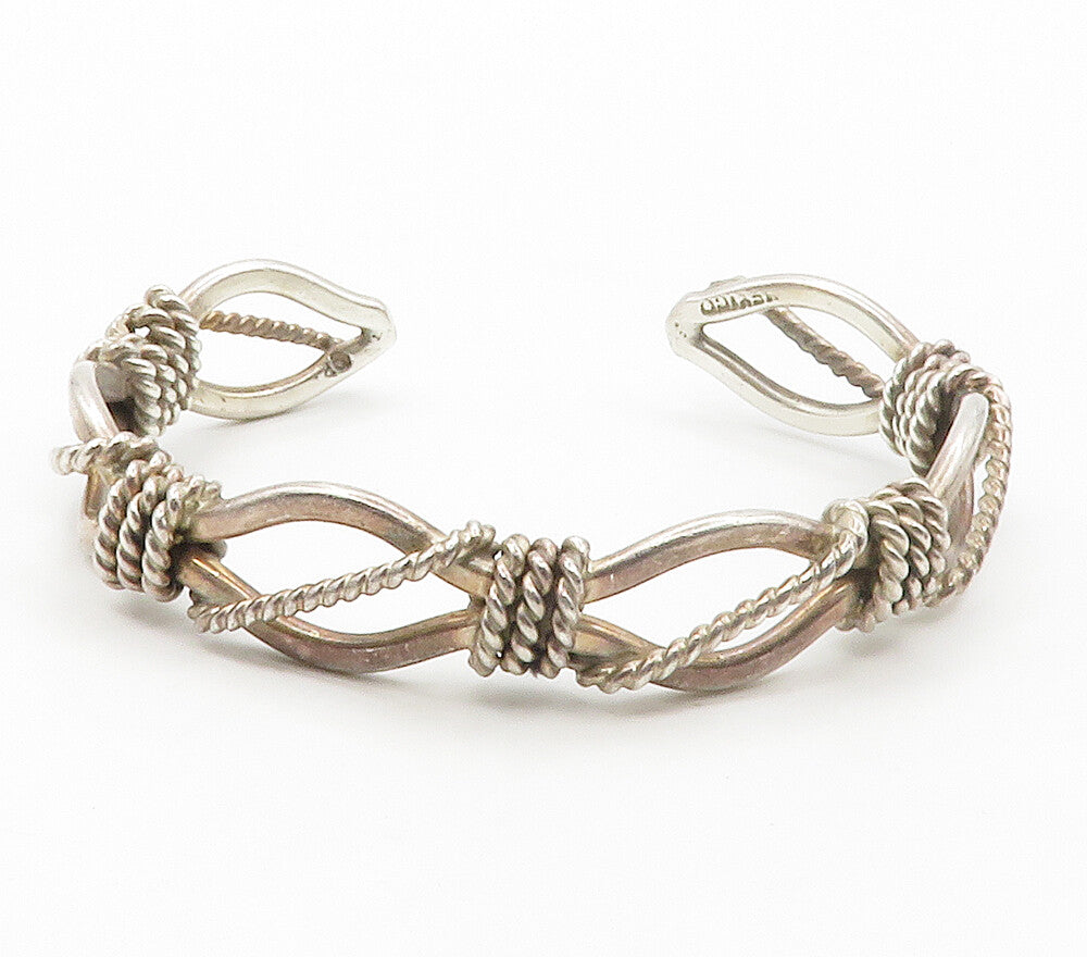 MEXICO 925 Sterling Silver  Vintage Rope Twist Wrapped Cuff Bracelet  BT5839