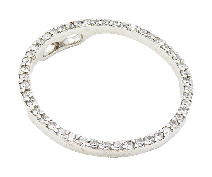 925 Sterling Silver  Shiny White Topaz Minimalist Open Circle Pendant  PT6480
