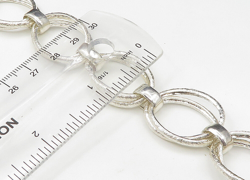 925 Sterling Silver  Vintage Shiny Open Oval Link Chain Necklace  NE3731