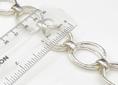 925 Sterling Silver  Vintage Shiny Open Oval Link Chain Necklace  NE3731