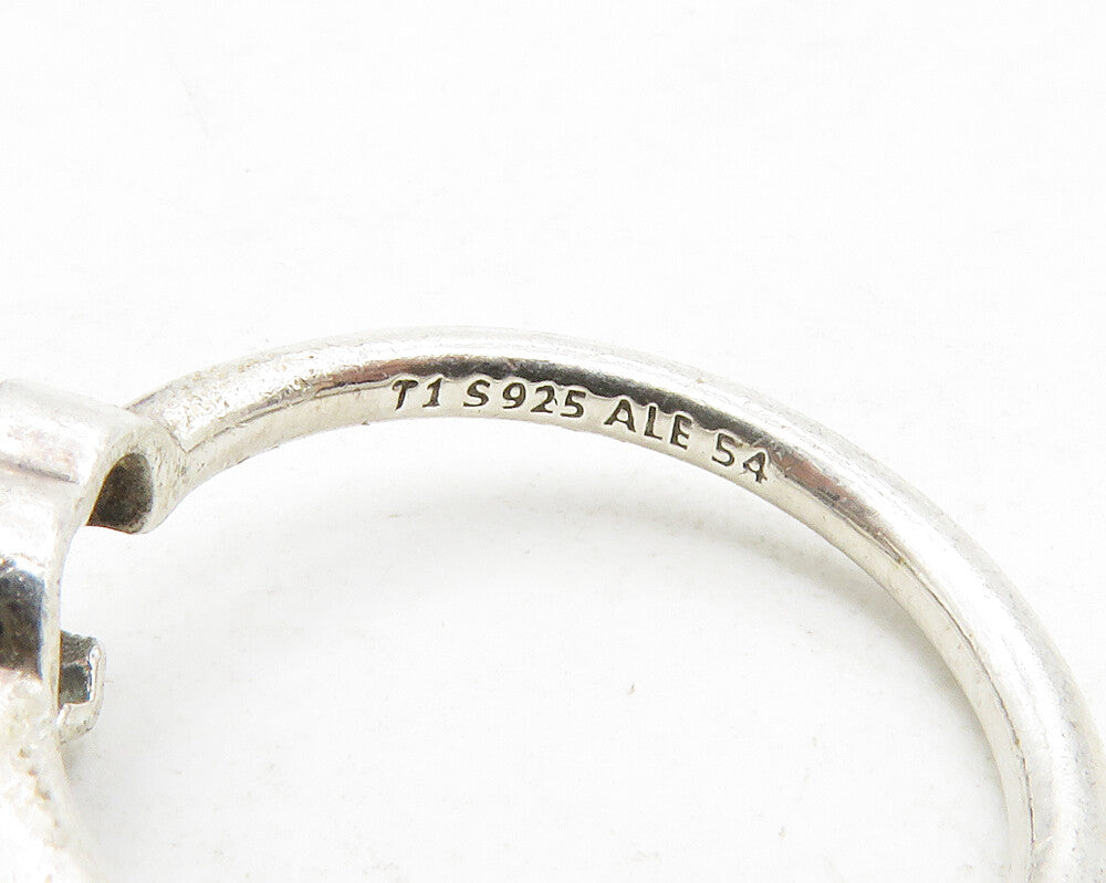 PANDORA 925 Silver  Vintage Topaz Open Love Heart Band Ring Sz 7  RG13227