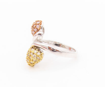 925 Sterling Silver Vintage Ring 2 Tone Gold Plated Designer CZ   Sz 6  RG33363