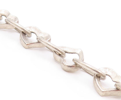 925 Sterling Silver Vintage Bracelet Rings & Cutout Hearts Linked  BT11135