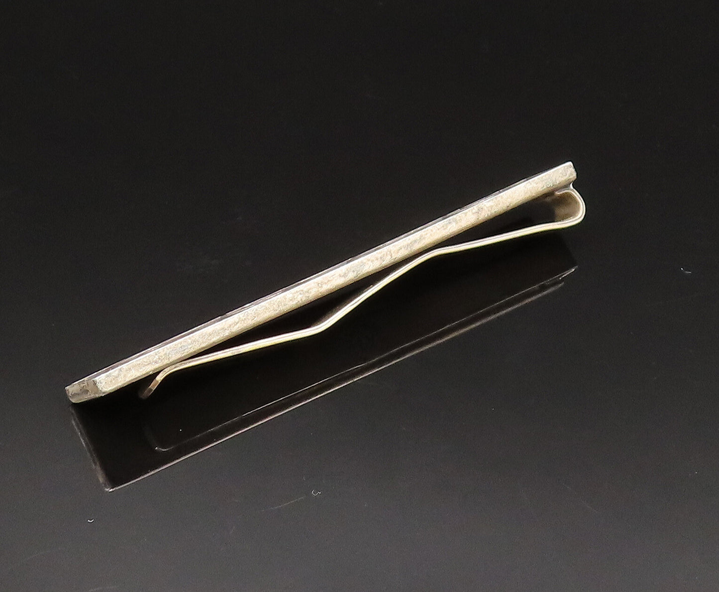 PA MEXICO 925 Sterling Silver Vintage Carved Half Spirals Tie Clip TR3377
